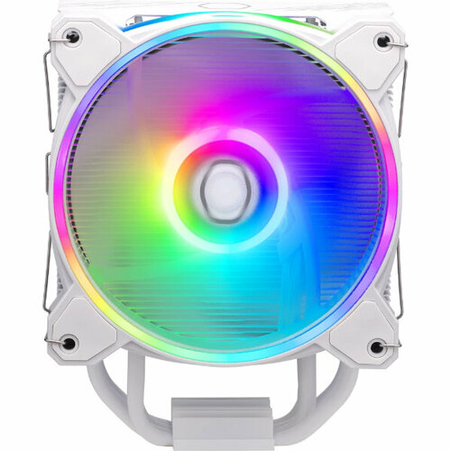 Кулер для процессора Cooler Master Hyper 212 Halo White (150W, 4-pin, 154mm, tower, Al/Cu, fans: 1x120mm/51.88CFM/27dBA/2050rpm, White, 1700/1200/115x кулер вентилятор cooler master df1203812b2fn 12v 4 5a 120x120x38 мм 4 pin квадратный 7000 оборотов для корпуса gpu asic avalon miner ebit кулер для процессора