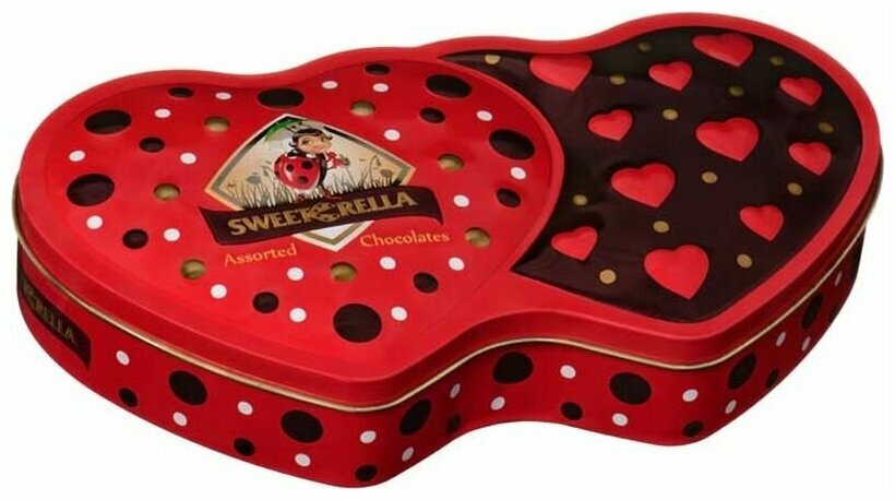 Шоколадные конфеты с начинкой Sweeterella "Сердечный дуэт" 142 г, подарочные, в жестяной коробке, Свитерелла