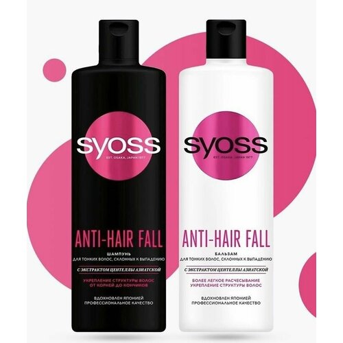 Набор SYOSS ANTI-HAIR FALL шампунь + бальзам для тонких волос, склонных к выпадению, 450/450 мл шампунь для волос сьёсс шампунь для тонких волос склонных к выпадению anti hair fall