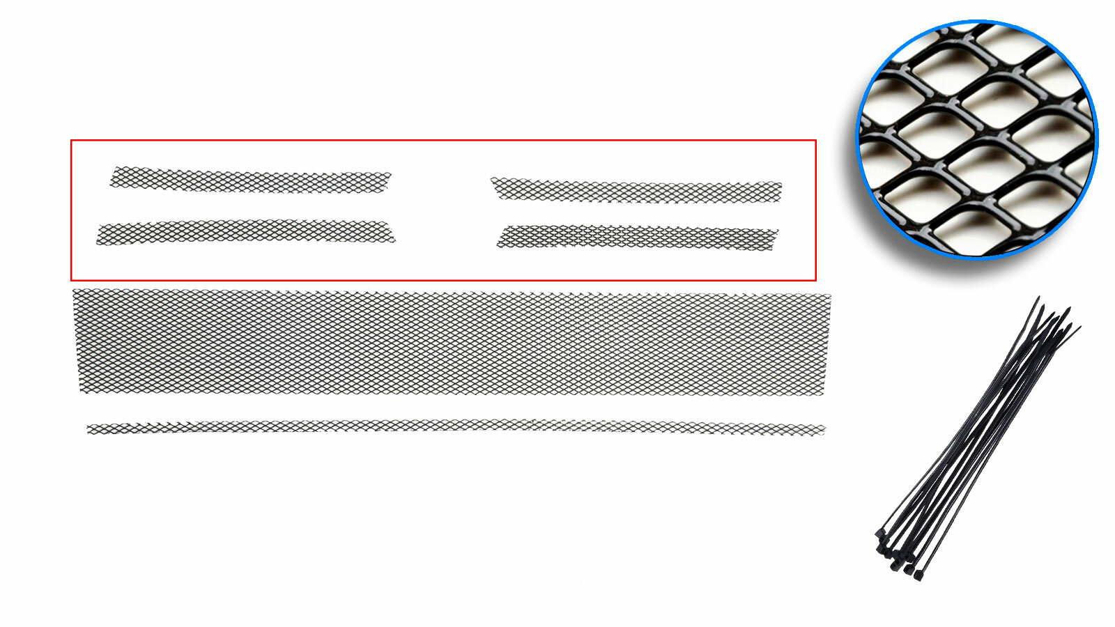 Защитная сетка радиатора для VOLKSWAGEN POLO 2015-2020 (V рестайлинг) Седан, верх, 4шт