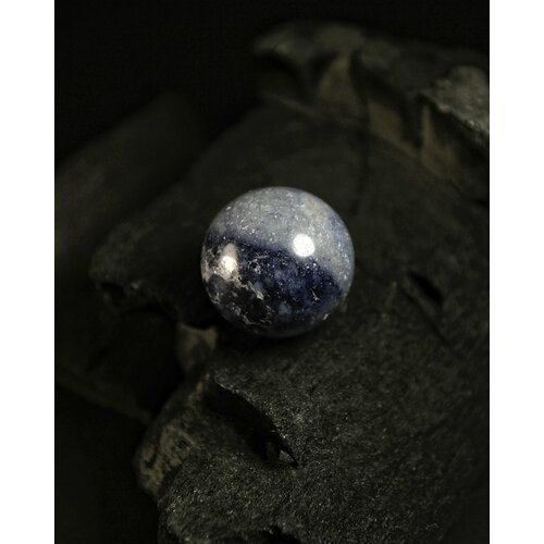 Кварц - шар, диаметр 25 мм, синий, 1 шт - натуральный камень, самоцвет для декора, интерьера и коллекции