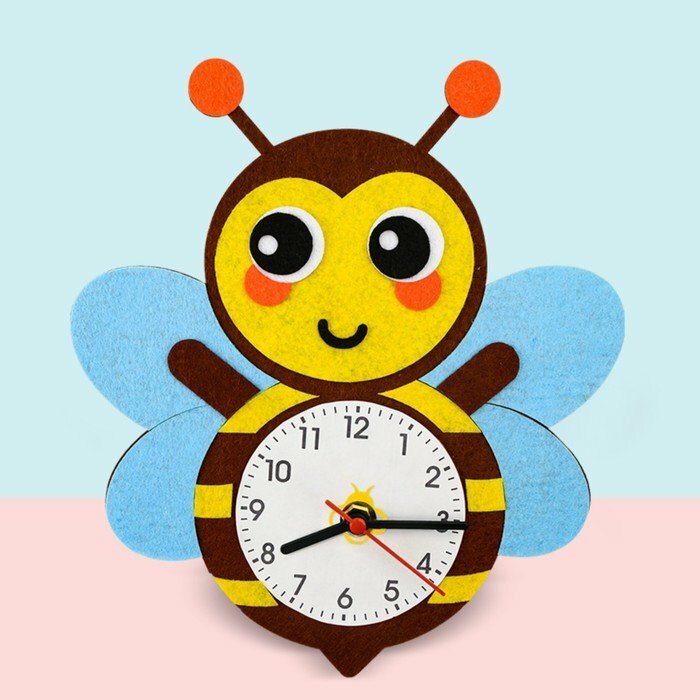 Часы настольные DIY "Пчелка из фетра" детские, набор для творчества, 23 х 21 см, АА (комплект из 6 шт)
