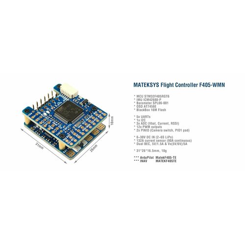 Полетный контроллер Matek F405-WMN Matek System MS-F405-WMN geprc span f405 hd 32bit 50a bec f405 flight controller stack