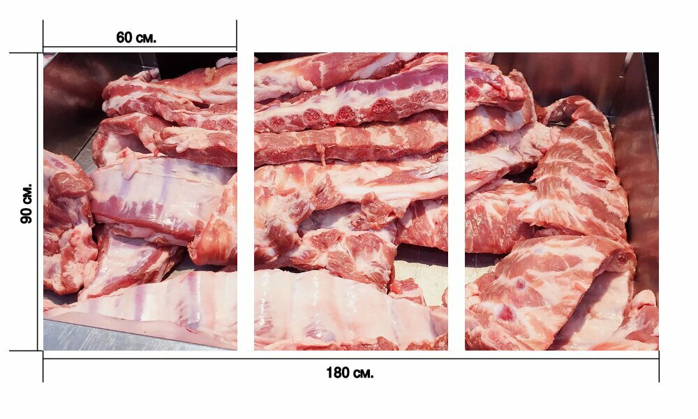 Модульный постер "Свинина, ребра, мясо" 180 x 90 см. для интерьера