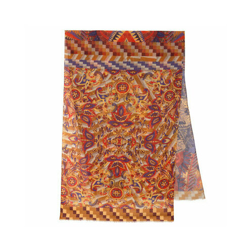 фото Палантин павловопосадская платочная мануфактура, шерсть, 230х80 см, мультиколор