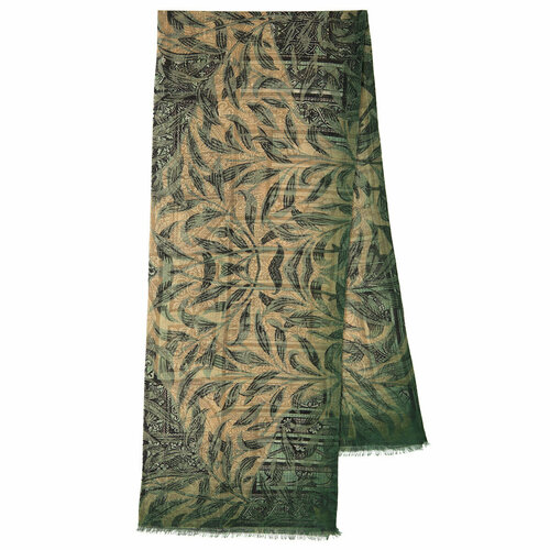 фото Шарф павловопосадская платочная мануфактура,190х40 см, one size, зеленый, серый