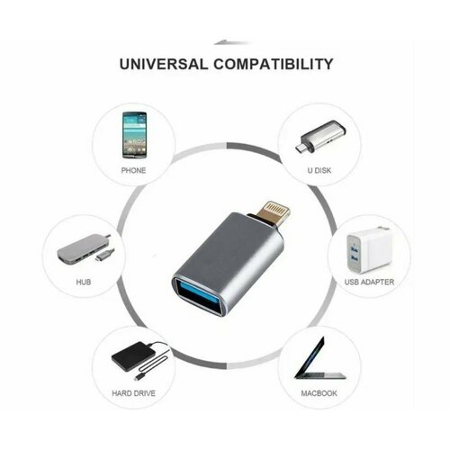 Адаптер-переходник OTG USB на Lightning для Apple iPhone, iPad, iPod, для Флешек