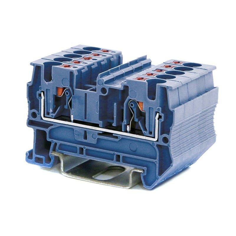 фото Клемма проходная зажим push-in 2 точки подключения 4кв. мм син. DKC VPR-4-BU