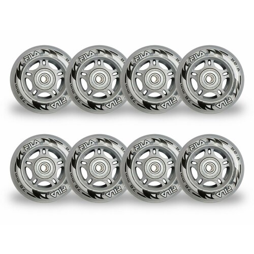 фото Набор колес для роликов (8шт.) fila wheels 76mm/82a + abec 5 + alu spacer 6mm fila skates