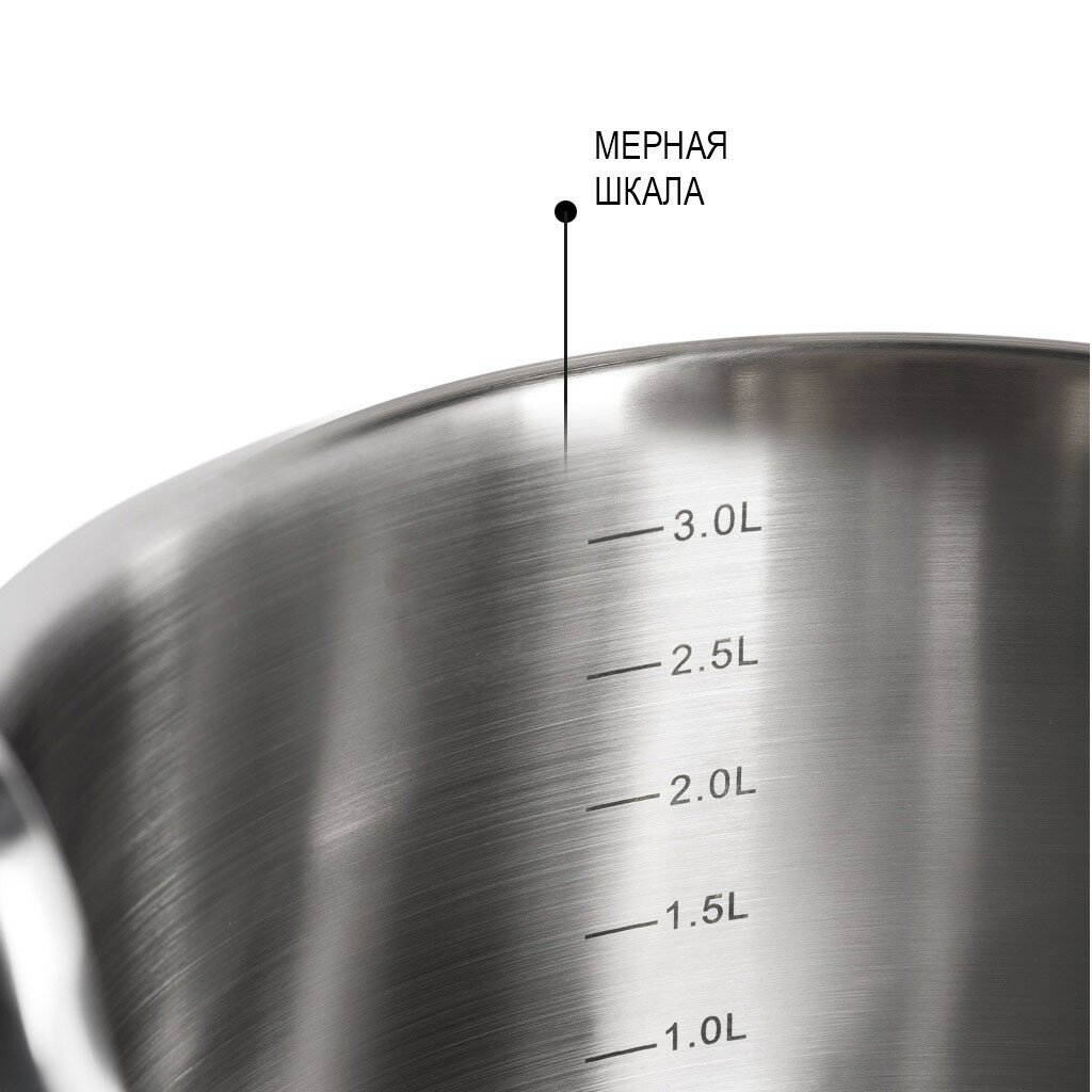 Кастрюля Fissman Fabia 20x11,5 см / 3,45 л со стеклянной крышкой - фото №4