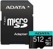 Карта памяти MICRO SDXC 512GB W/AD. AUSDX512GUI3V30SA2-RA1 ADATA