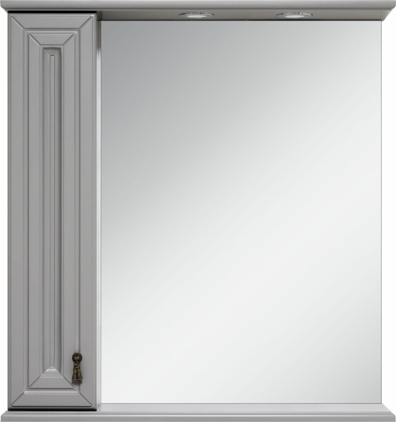 Зеркальный шкаф MISTY Лувр 75х80 МДФ серый левое
