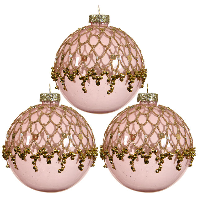 Kaemingk Набор стеклянных шаров Люневиль 8 см розовый, 3 шт 060217