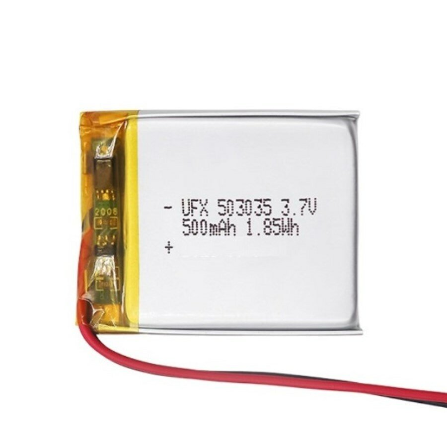 Аккумулятор литий-ионный на 3,7 В, 500 мА/ч - 1 шт.