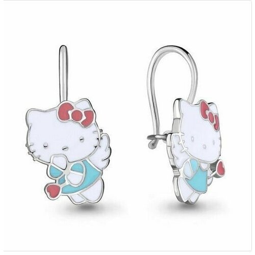 Серьги серебро, 925 проба, эмаль, голубой, серебряный