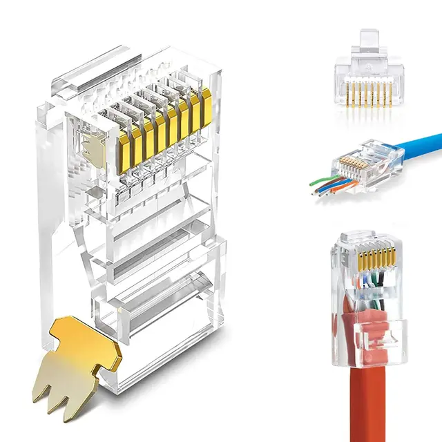 Сквозной коннектор RJ45 для витой пары CAT5E.20 штук.