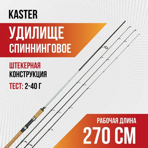 фото Спиннинг для рыбалки карбоновый, серия kaster 2.7м (тест: 2-8/5-28/10-40г) 3 хлыста, улов 9002