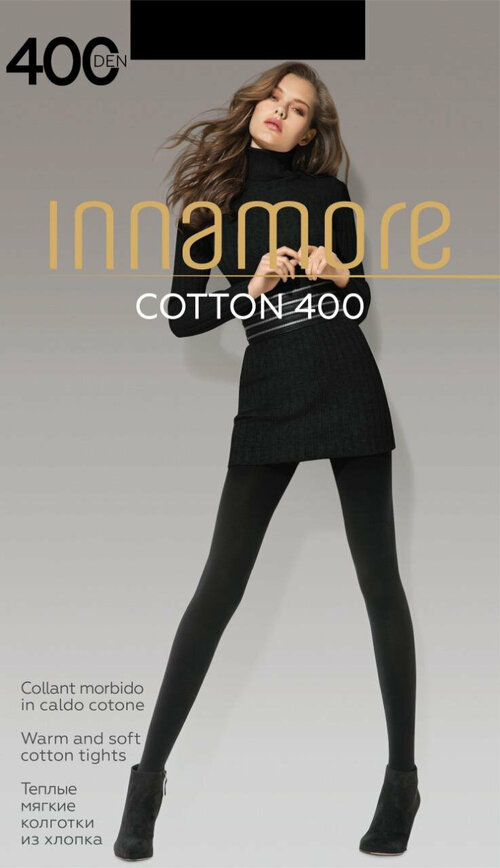 Колготки  Innamore Cotton, 400 den, без шортиков, размер 4, черный