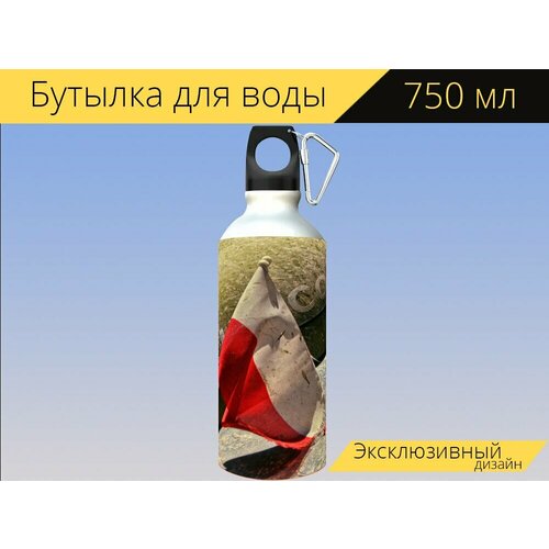 фото Бутылка фляга для воды "флаг, польский флаг, польша" 750 мл. с карабином и принтом lotsprints