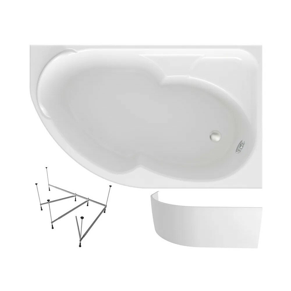 Акриловая ванна 170х105 см Lavinia Boho Grance Hill набор 3 в 1 S2-3703170R: угловая ванна (правый разворот), металлический каркас, лицевой экран