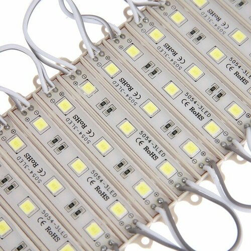 Светодиодные модули КНР Белые SMD5054 15 Вт 3 LED 135 Лм IP65 6500К 12V 20 шт 528₽