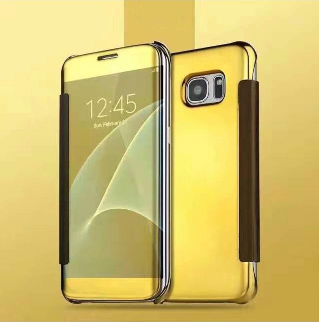 Чехол-книжка MyPads для Samsung Galaxy S7 edge G9350/ G935 5.5 с дизайном Clear View Cover с полупрозрачной пластиковой крышкой с зеркальной пов.