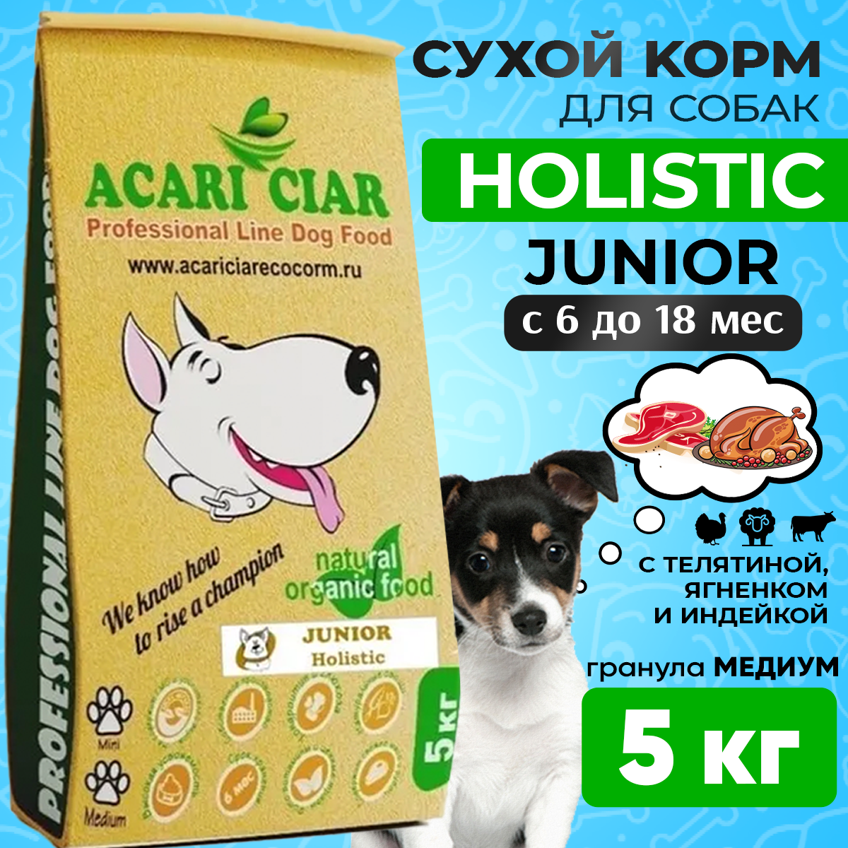 Сухой корм для собак ACARI CIAR JUNIOR 5кг MEDIUM гранула