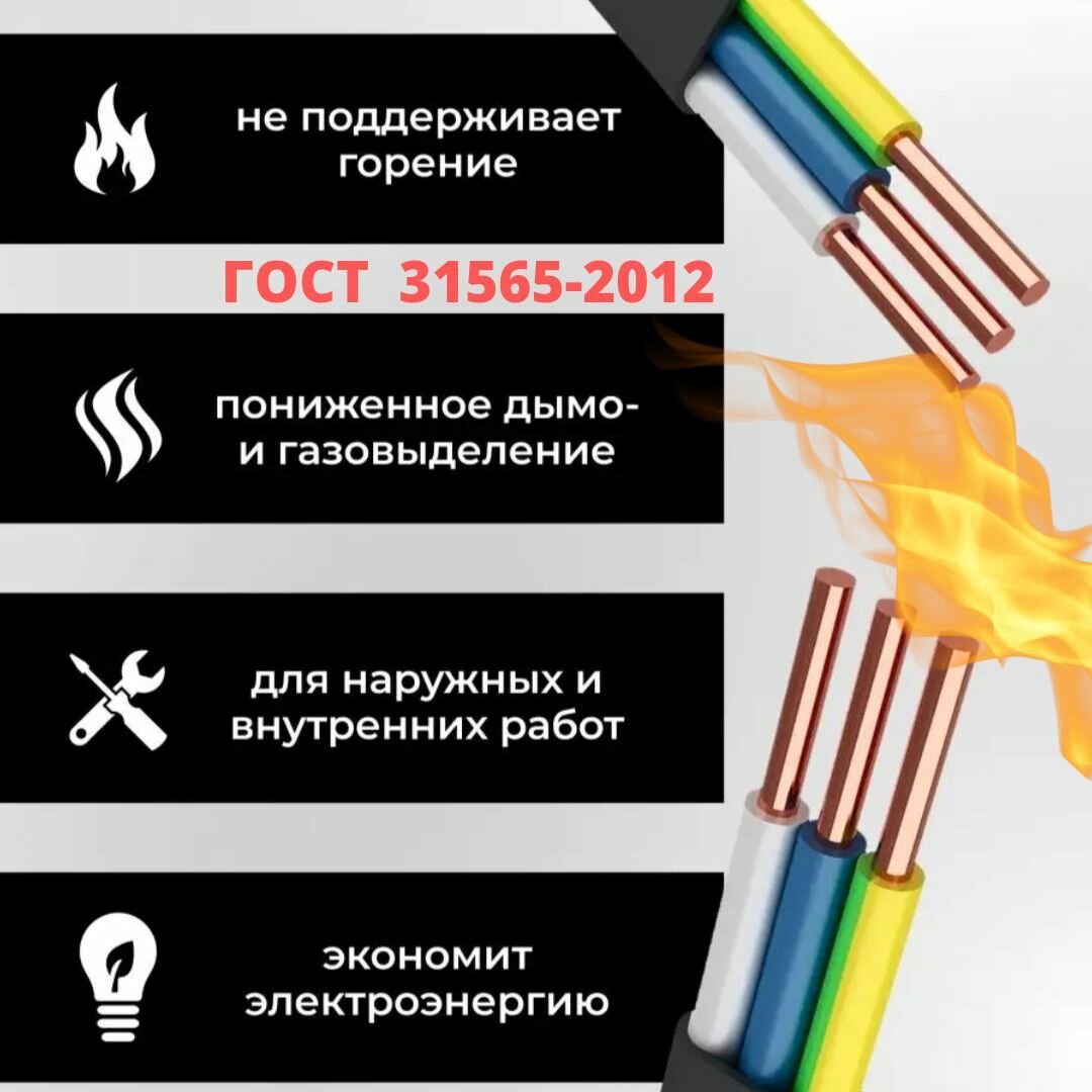 Кабель ВВГ-Пнг А -LS 3x2.5 50 м ГОСТ Угличкабель - фото №12