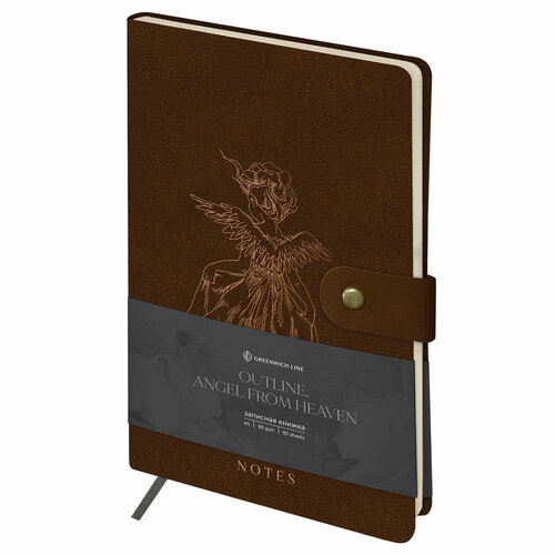Записная книжка А5 80л лайт кожзам Greenwich Line Outline Angel from heaven с замком тиснение фольгой внутренний карман блок в точку 685₽