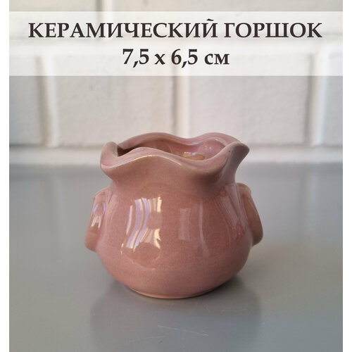 Керамический горшок для суккулентов и кактусов / Керамический горшок для цветов. Розовый