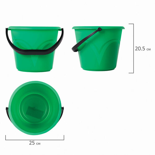 Упаковка 8 шт Ведро 6 л без крышки пластиковое пищевое с глянцевым узором цвет зеленый мерная шкала LAIMA 603891 1480₽