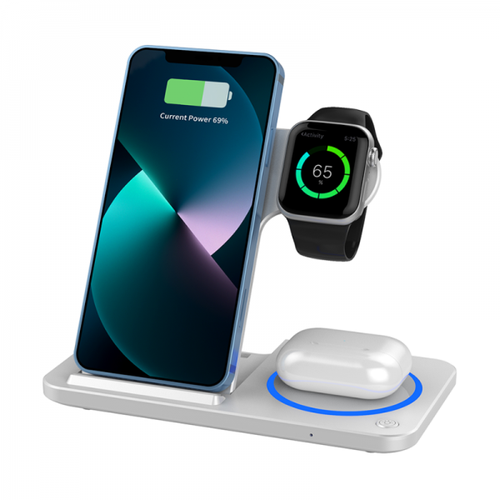 Складное беспроводное зарядное устройство Wiwu WI-W020 foldable 15W 3 in 1 wireless charger