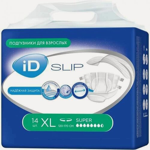 Изображение товара Подгузники для взрослых iD Slip Super, XL, 120-170 см, 1 уп. по 14 шт.