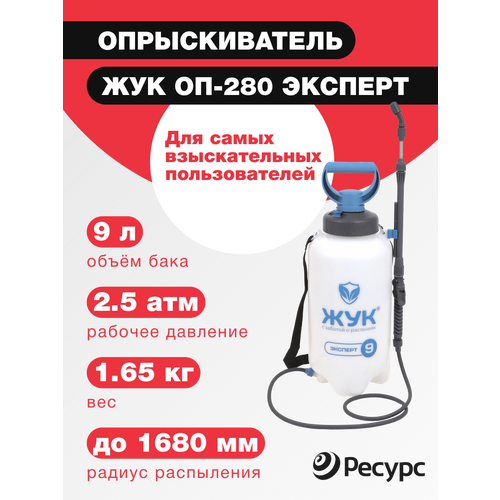 Опрыскиватель ЖУК ОП-280 Эксперт, 9л + брандспойт опрыскиватель жук 9 0л эксперт