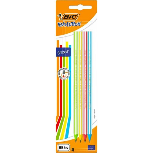 Набор чернографитных карандашей BIC Evolution Stripes, 4шт - 5 упаковок