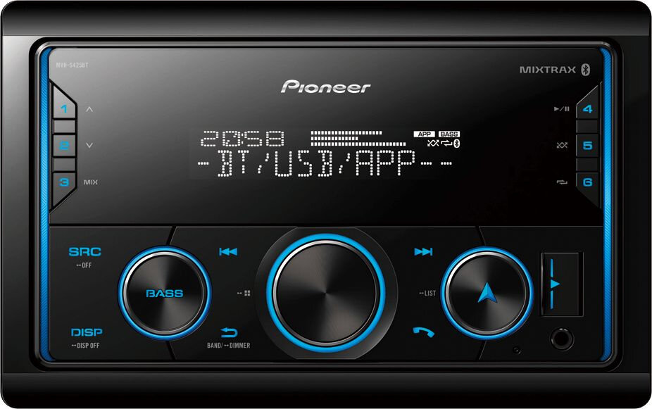 Автомагнитола Pioneer MVH-S425BT 2DIN 4x50Вт ПДУ RDS