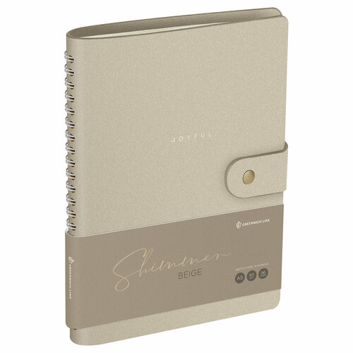 Записная книжка А5 96л Лайт кожзам скрытый гребень Greenwich Line Shimmer Beige блок в линию 326₽