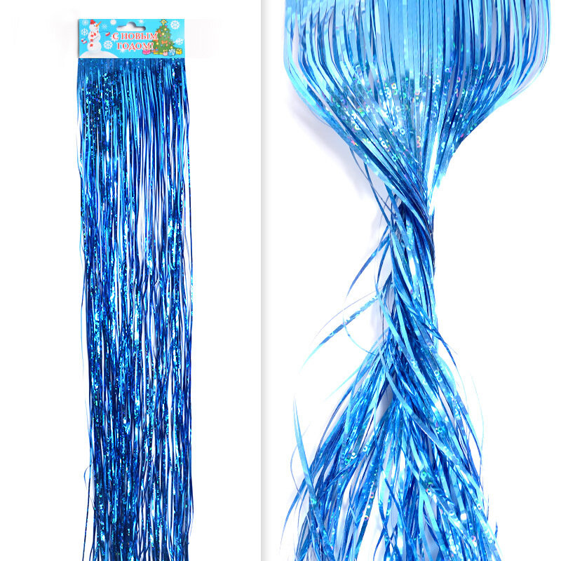 фото Новогодний дождик занавес для фотозоны и елки (ширина 10 см*высота 1,5 метра), 5 шт. (синий)