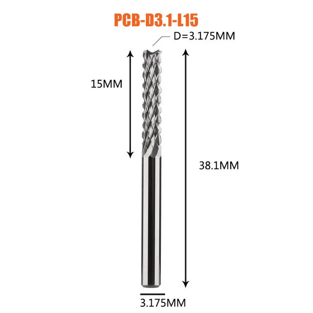 Dreanique рашпильная фреза кукуруза (3.175x15x38x3.175) PCB-D3.1-L15 39722