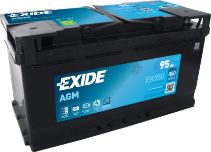 Аккумулятор автомобильный EXIDE Start-Stop AGM EK950 (95R) 850 А обр. пол. 95 Ач
