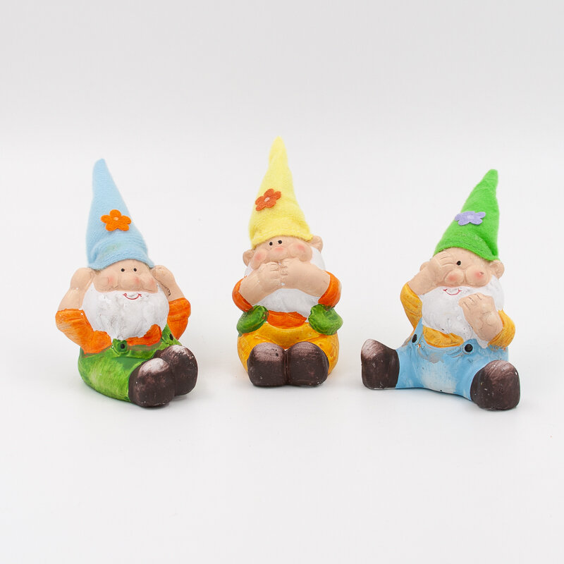 фото Набор из 3-х декоративных фигурок гномов