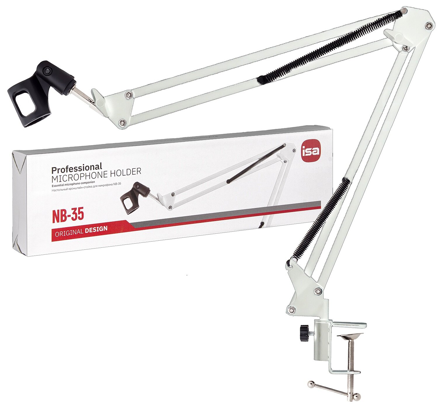 фото Настольный кронштейн-стойка для микрофона NB-35 ISA (Пантограф) белый
