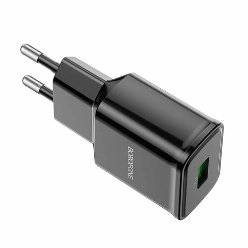 Адаптер сетевой с кабелем Borofone BA59A Heavenly 1USB, 5V, 3A QC3.0 +micro USB, черный, 1 шт. сетевой адаптер borofone ba64a с кабелем usb 2 1a 5w штекеры usb lightning цвет черный 1 шт