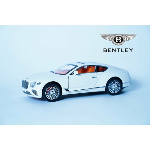 Коллекционная машинка игрушка металлическая BENTLEY CONTINENTAL GT с дымом в масштабе 1:24 цвет белый машина р у 1 24 bentley continental gt speed цвет чёрный 2 4g 48600b