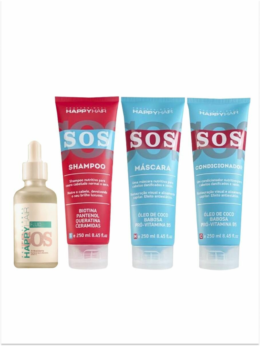 Бессульфатный набор для волос Шампунь + Маска + Кондиционер + Масло Happy Hair SOS