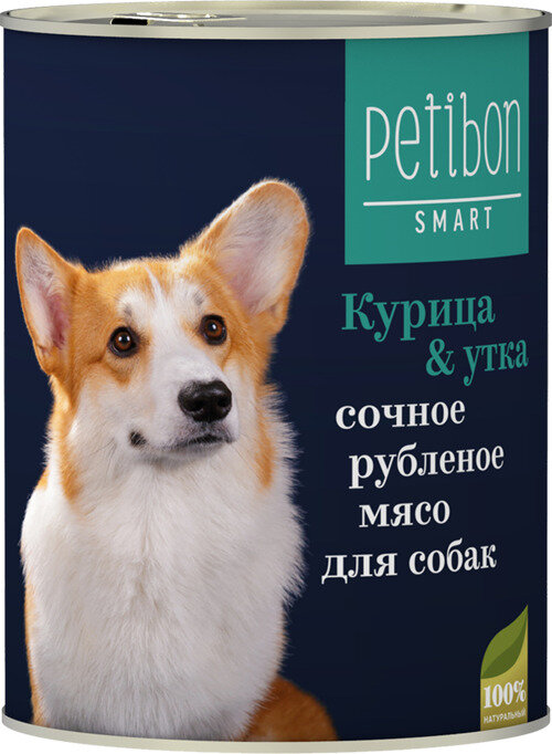 фото Четвероногий Гурман 08255 Petibon Smart кон. длЯ собак рубленое мясо Курица и утка 100г (2 шт)