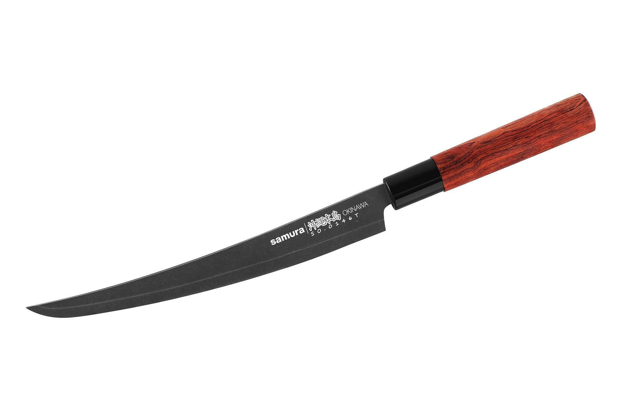 Нож кухонный для нарезки - слайсер Tanto Samura OKINAWA Stonewash 230 мм SO-0146BT