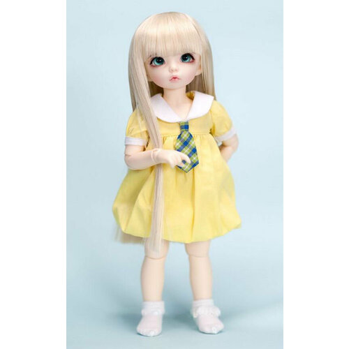 Fairyland Wig LFW-21 (Длинный прямой парик с чёлкой: цвет блонд размер 6-7 дюймов для кукол LittleFee Фейриленд)