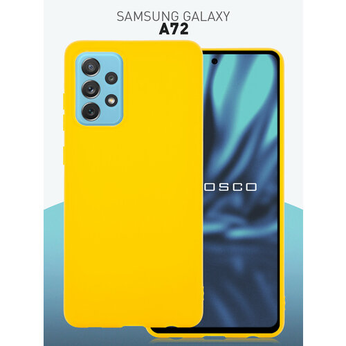 Чехол ROSCO для Samsung Galaxy A72 (Самсунг Галакси А72) матовый чехол, бортик (защита) вокруг блока камеры, силиконовый чехол, желтый