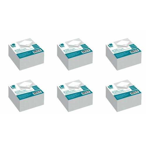 Lite Блок бумаги для записей Куб белый, 80х80х50 мм, 6 шт
